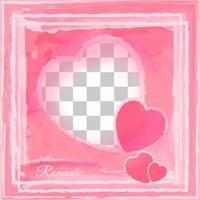 Template frames. Pink background with hearts. Watercolor background painting with abstract fringe and bleed paint drips and drops, painted paper texture design. vector