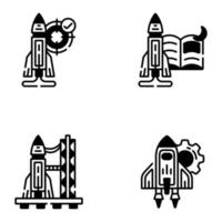 Black Space and Astronomy Icons vector