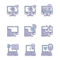 Computer External Hardware Components Linear ColoredIcons vector