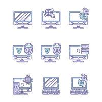 Computer External Hardware Components Linear ColoredIcons vector