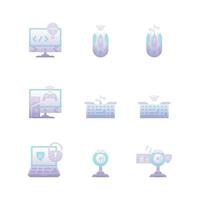 Gradient Computer External Hardware Components Icons vector