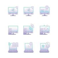 Gradient Computer External Hardware Components Icons vector
