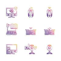 Computer External Hardware Components Filled Gradient Icons vector