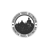 Borobudur travel destination written inside the stamp vector