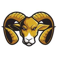 cabeza de diseño de logotipo de mascota ram con cuerno grande vector