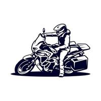 Silhouette Biker riding adventure motorbike illustration logo vector