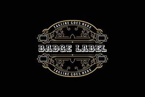 Black Background with Old Royal Border Frame Badge Emblem Label Logo Design Vector