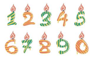 Cartoon anniversary numbers candle vector