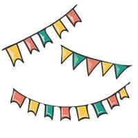 Carnival garland with flags. Festive multicolor buntings for holiday design vector