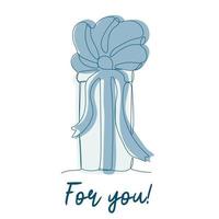 For you. Cute gift box with bow on white background vector