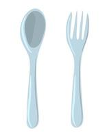 Hand-drawn Single Use Plastic spoon and fork vector