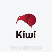 kiwi bird logo design vector, red kiwi bird vector