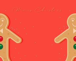 Merry Christmas Concept. There are gingerbread on red background. Cartoon vector style for your design