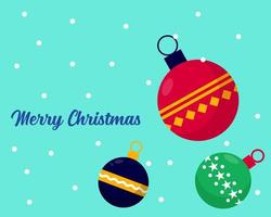 Merry Christmas concept Balls with text for celebrate on Christmas or New year day. Cartoon vector style for your design.