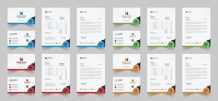 Corporate branding identity design includes Business Card, Invoices, Letterhead Designs, and Modern stationery packs with Abstract Templates vector