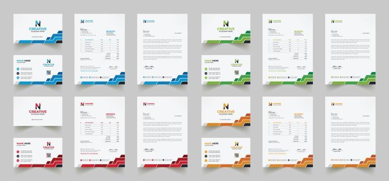 Corporate branding identity design includes Business Card, Invoices, Letterhead Designs, and Modern stationery packs with Abstract Templates