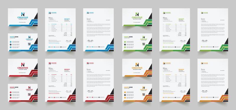 Corporate branding identity design includes Business Card, Invoices, Letterhead Designs, and Modern stationery packs with Abstract Templates