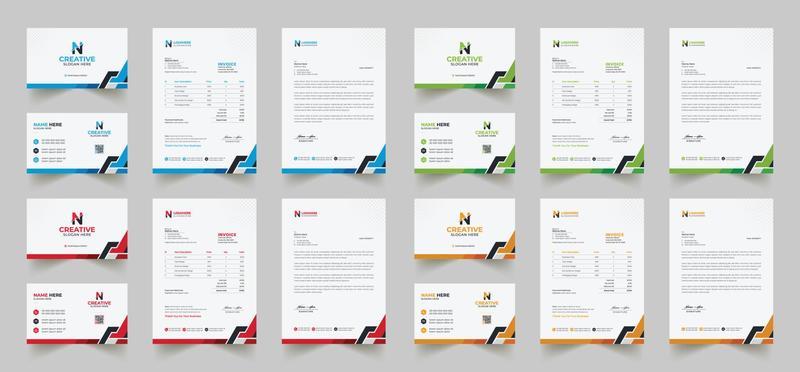 Corporate branding identity design includes Business Card, Invoices, Letterhead Designs, and Modern stationery packs with Abstract Templates