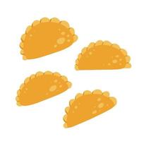 conjunto de iconos de empanadas. vector plano simple de empanada frita española o cheburek. elementos aislados sobre fondo blanco