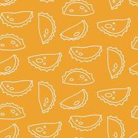 Empanada seamless doodle pattern, linear simple hand drawn vector illustration
