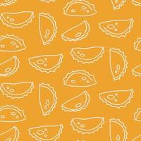 Empanada seamless doodle pattern, linear simple hand drawn vector illustration