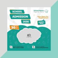 School admission social media post and web banner for kids education vector