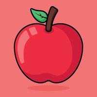 Apple Fruit Coloured Outline vector