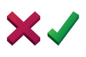 Check Mark And Cross Gradient 3D vector