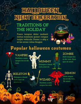 Halloween celebration poster with horror pumpkin vector