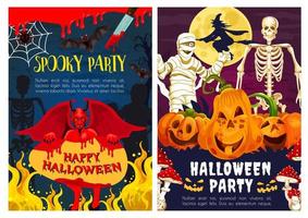 Halloween monster of horror night party invitation vector