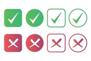 Different Types Of Check Marks And Crosses vector