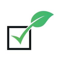 Green Leaf Check Mark Box vector