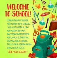 cartel de bienvenida de regreso a la escuela, diseño educativo vector