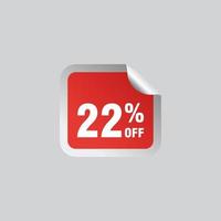 22 discount, Sales Vector badges for Labels, , Stickers, Banners, Tags, Web Stickers, New offer. Discount origami sign banner.