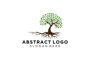 Green tree logo design natural and abstract leaf. vector