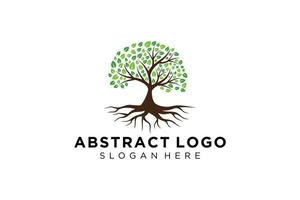 Green tree logo design natural and abstract leaf. vector