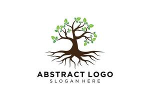 Green tree logo design natural and abstract leaf. vector