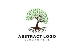 Green tree logo design natural and abstract leaf. vector