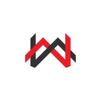 letter mw linked overlapping line logo vector