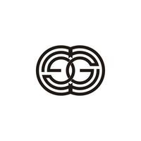 letter ge linked linear stripes round design symbol vector