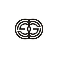 letter ge linked linear stripes round design symbol vector