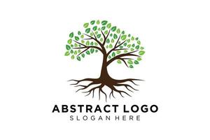 Green tree logo design natural and abstract leaf. vector