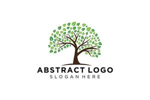 Green tree logo design natural and abstract leaf. vector