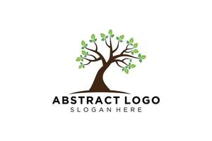 Green tree logo design natural and abstract leaf. vector