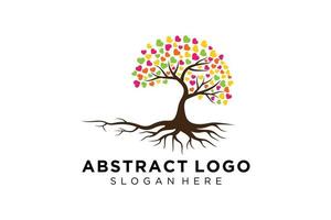 Green tree logo design natural and abstract leaf. vector