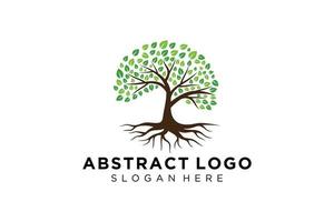 Green tree logo design natural and abstract leaf. vector