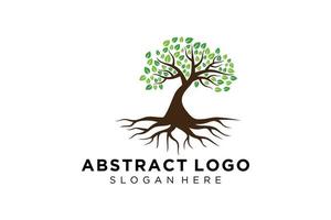 Green tree logo design natural and abstract leaf. vector