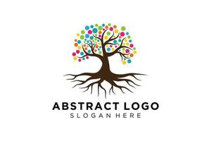 Green tree logo design natural and abstract leaf. vector