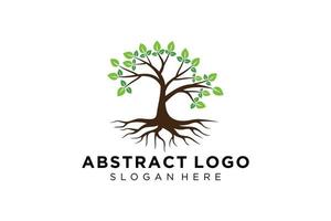 Green tree logo design natural and abstract leaf. vector