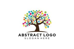 Green tree logo design natural and abstract leaf. vector